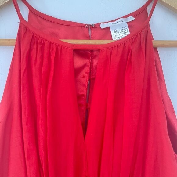 Esley Orange Silk Blend Open Shoulder A-Line Dress - Picture 6 of 10
